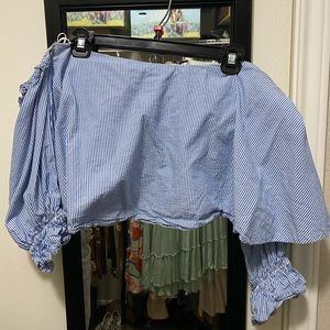 Seersucker off the shoulder top